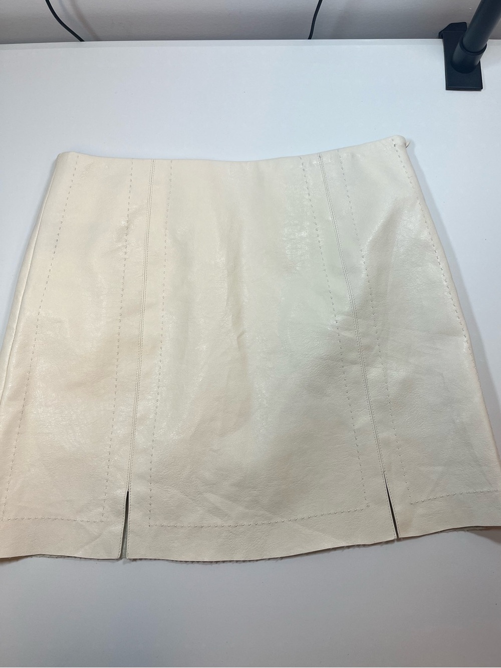 Altar’d State Ivory Faux Leather Mini Skirt